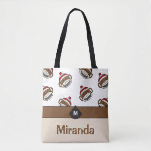 Speciale Big Smile Sock Monkey Emoji Tote Bag