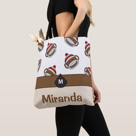 Speciale Big Smile Sock Monkey Emoji Tote Bag (Dichtbij)