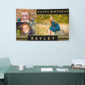 Speciale Birthday Gold Black Stripes Foto Spandoek (Beurs)