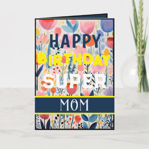 Speciale Blauwe Bloemige Verjaardag Kaart