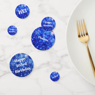 Speciale blauwe glans 103e verjaardag confetti