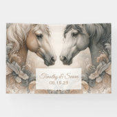 Speciale boeiende paarden bruiloft banner (Horizontaal)