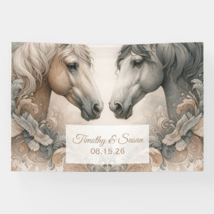 Speciale boeiende paarden bruiloft banner