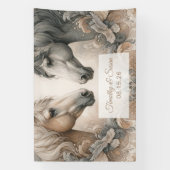 Speciale boeiende paarden bruiloft banner (Verticaal)