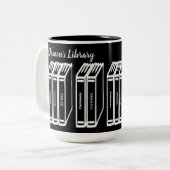 Speciale boektitels bibliotheek zwart tweekleurige koffiemok (Voorkant links)