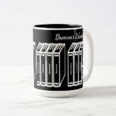 Speciale boektitels bibliotheek zwart tweekleurige koffiemok (Voorkant rechts)