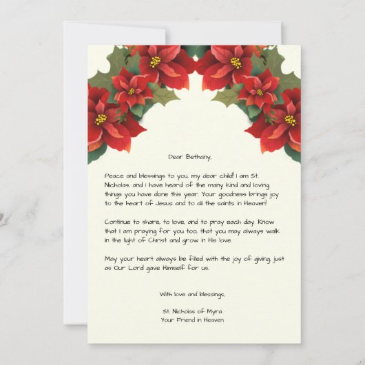 Speciale boodschap aan het Kind St. Nicolaas van M Kaart (Achterkant)