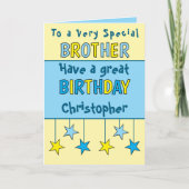 Speciale broer naam blauwe verjaardag kaart (Voorkant)