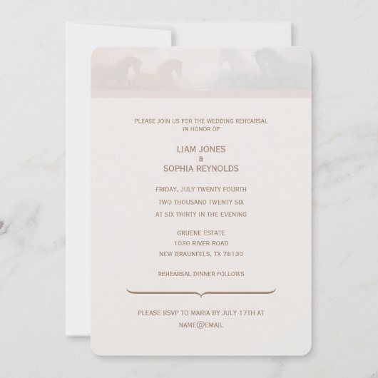 Speciale bruiloft repetitie en diner uitnodiging (Achterkant)