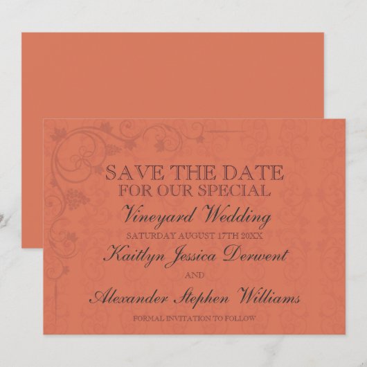 Speciale bruiloft voor wijnstokken save the date (Voorkant / Achterkant)