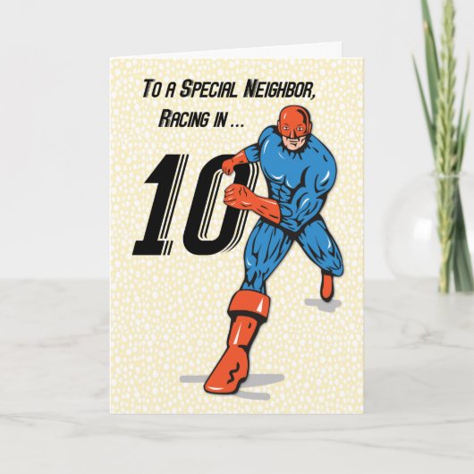 Speciale Buur 10e Verjaardag Superheld Kaart (Voorkant)