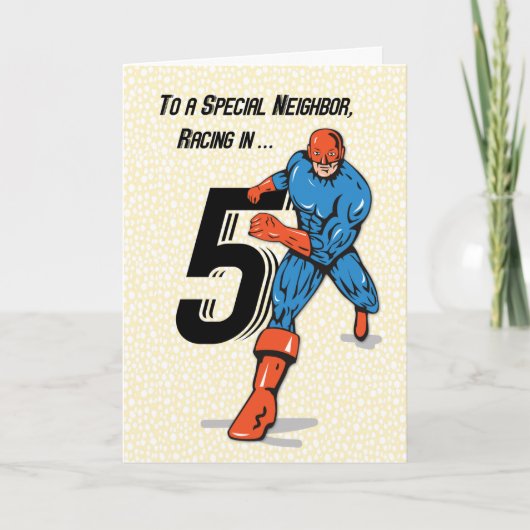 Speciale Buur 5e Verjaardag Superheld Kaart (Voorkant)