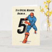 Speciale Buur 5e Verjaardag Superheld Kaart (Gele Bloem)