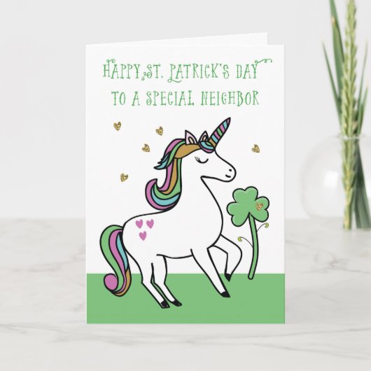 Speciale buurvrouw Unicorn St. Patrick's Day Wishe Kaart (Voorkant)