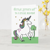 Speciale buurvrouw Unicorn St. Patrick's Day Wishe Kaart (Gele Bloem)