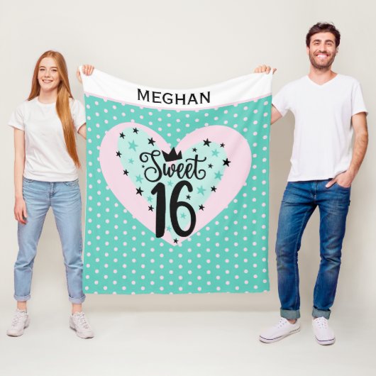 Speciale cadeau! Persoonlijke Sweet 16 Fleece Deken (In situ)