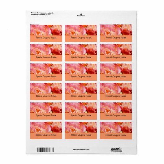 Speciale coupons Inside labels Roze Oranje Rozen (Full Sheet)
