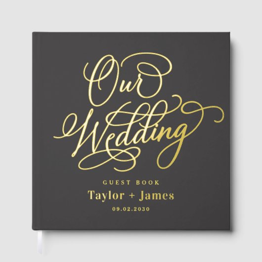 Speciale Dag Bewerkbare Kleur Folie bruiloft gaste Gastenboek (Voorkant)