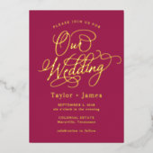 Speciale Dag ECHTE FOLIE Elegante bruiloft uitnodi Folie Uitnodiging (Voorkant)