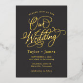 Speciale Dag ECHTE FOLIE Elegante bruiloft uitnodi Folie Uitnodiging (Voorkant)