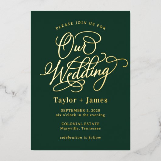 Speciale Dag ECHTE FOLIE Elegante bruiloft uitnodi Uitnodiging (Voorkant)