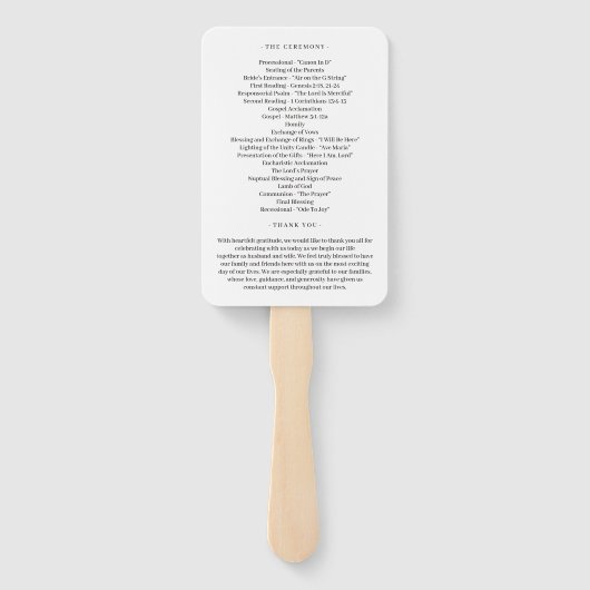 Speciale Dag EDITABLE KLEUR Huwelijksprogramma Handwaaier (Achterkant)