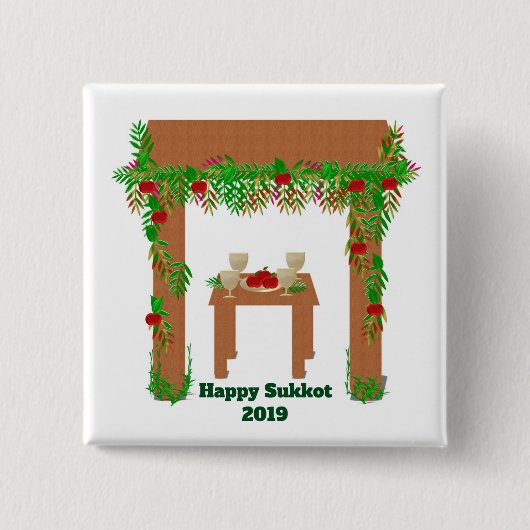 speciale dag Happy Sukkot Vierkante Button 5,1 Cm (Voorkant)