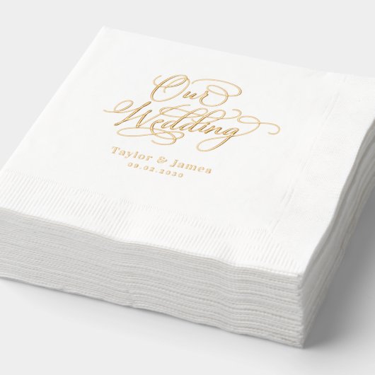 Speciale dag Onze bruiloft Folie servetten (Detail)