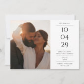 Speciale datum foto zwart-wit eenvoudig save the date (Voorkant)