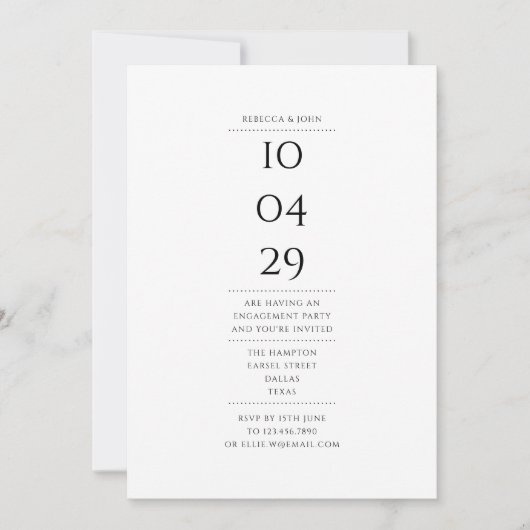 Speciale datum moderne eenvoudige verlovingsfeest kaart (Voorkant)