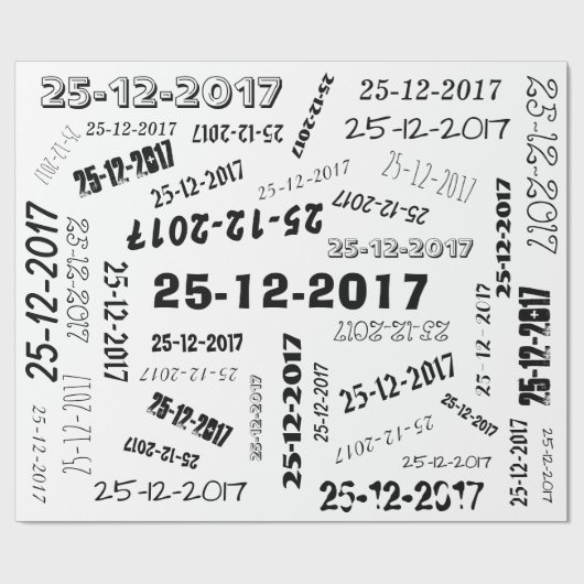 Speciale datum zwart-wit aangepaste typografie cadeaupapier (Vlak)