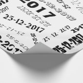 Speciale datum zwart-wit aangepaste typografie cadeaupapier (Hoek)