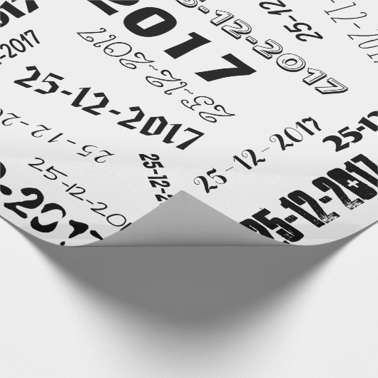 Speciale datum zwart-wit aangepaste typografie cadeaupapier (Hoek)