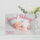 Speciale DelIvery Foto Genderneutrale geboorte Aankondiging (Staand voorkant)