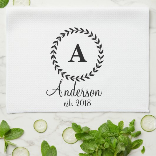 Speciale Dish Towel met monogram en naam Theedoek (Gevouwen)