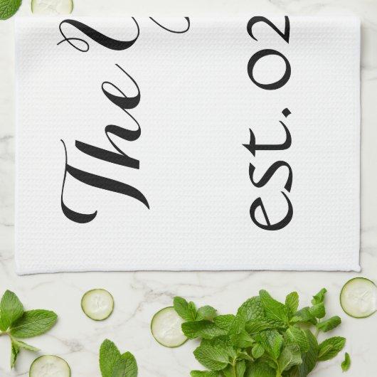 Speciale Dish Towel - Naam en Est. Datum Theedoek (Gevouwen)