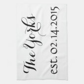 Speciale Dish Towel - Naam en Est. Datum Theedoek (Verticaal)