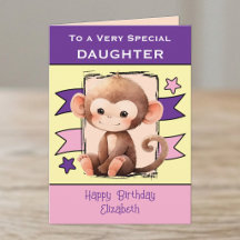 Speciale dochter aap kinderen paarse verjaardag