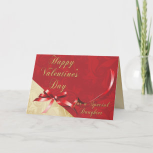 Speciale Dochter Gold en Red Filigree Heart Valen Feestdagen Kaart