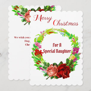 Speciale dochter waterverf Kerstkrans Holi Feestdagenkaart