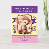 Speciale Dochteraap kinder paarse Verjaardag Kaart (Voorkant)