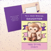 Speciale Dochteraap kinder paarse Verjaardag Kaart