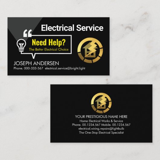 Speciale Elektrische Bulb Bubble Speech Visitekaartje (Voorkant / Achterkant)