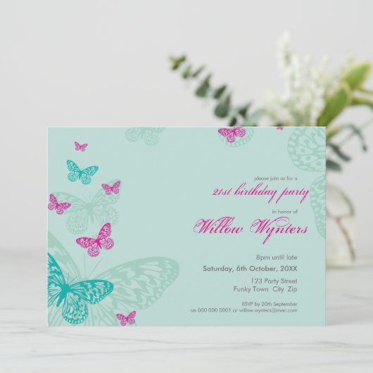 SPECIALE EVENEMENT UITNODIGINGEN :: vlinders 5L (Staand voorkant)