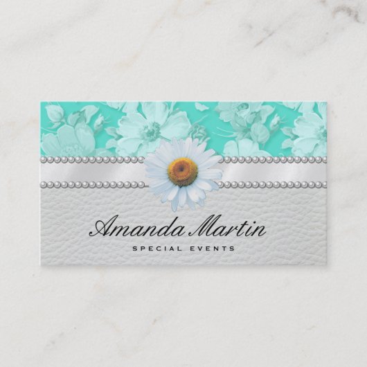 Speciale evenementen Classic Green Floral Visitekaartje (Voorkant)