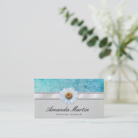 Speciale Evenementen Klassiek Blauw Grunge Visitekaartje (Staand voorkant)