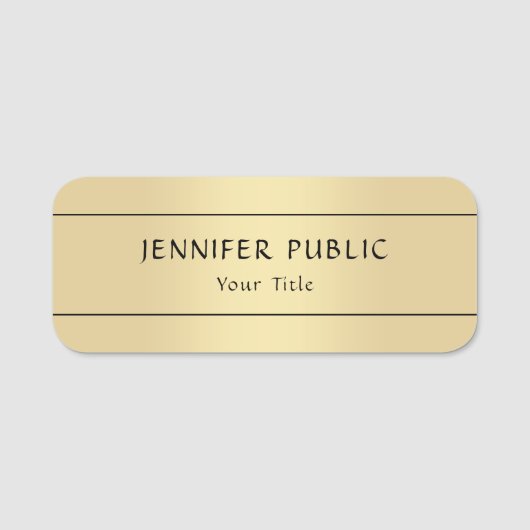 Speciale Faux Gold Elegant Moderne Sjabloon Naamplaatje (Voorkant)
