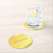 Speciale Faux Gold Elegant Moderne Sjabloon Ronde Kartonnen Onderzetter (Insitu)