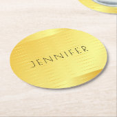 Speciale Faux Gold Elegant Moderne Sjabloon Ronde Kartonnen Onderzetter (Gebogen)