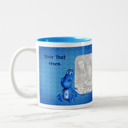 Speciale foto Cute Blue Dragon Tweekleurige Koffiemok (Links)